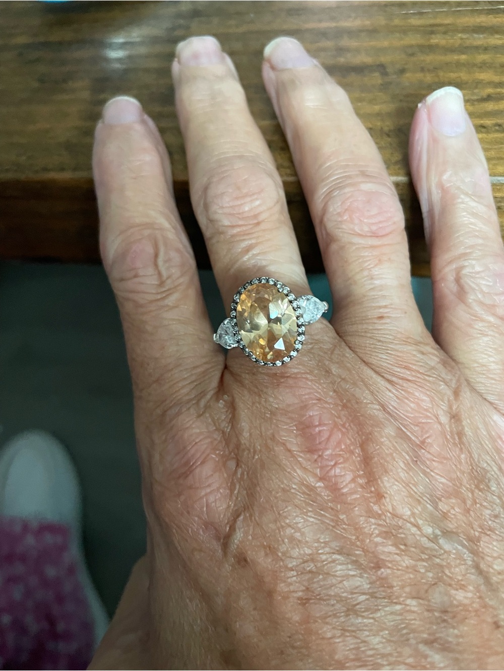 Citrine Oval Halo Engagement Ring - Unbranded